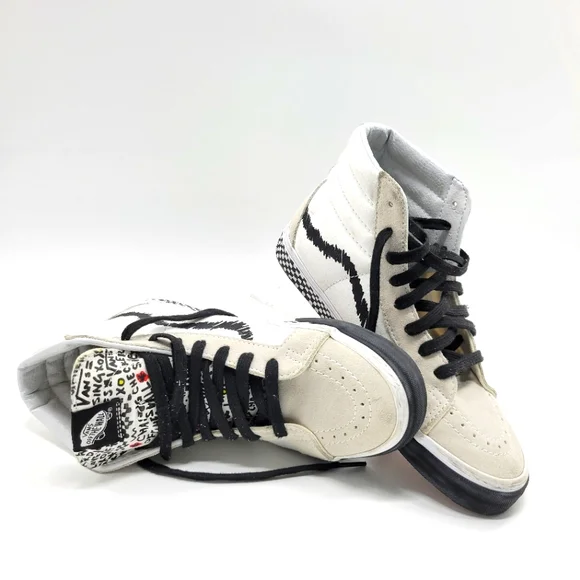 Vans. Unisex SK8-Hi Reissue DIY Black/ True White Skate Shoe - Picture 5 of 12